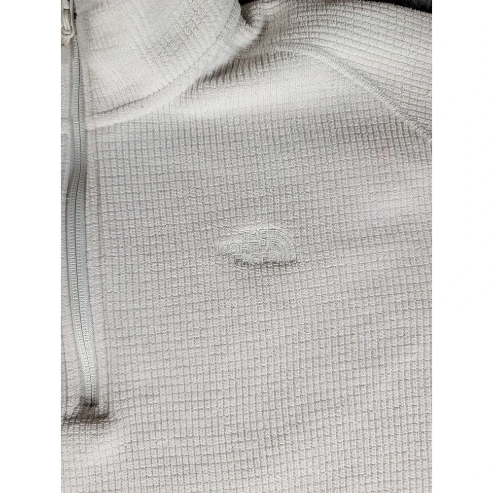 The North Face Mens Cream Waffle Knit 1/4 Zip Grid Fleece Pullover XL 4679 - Picture 12 of 13